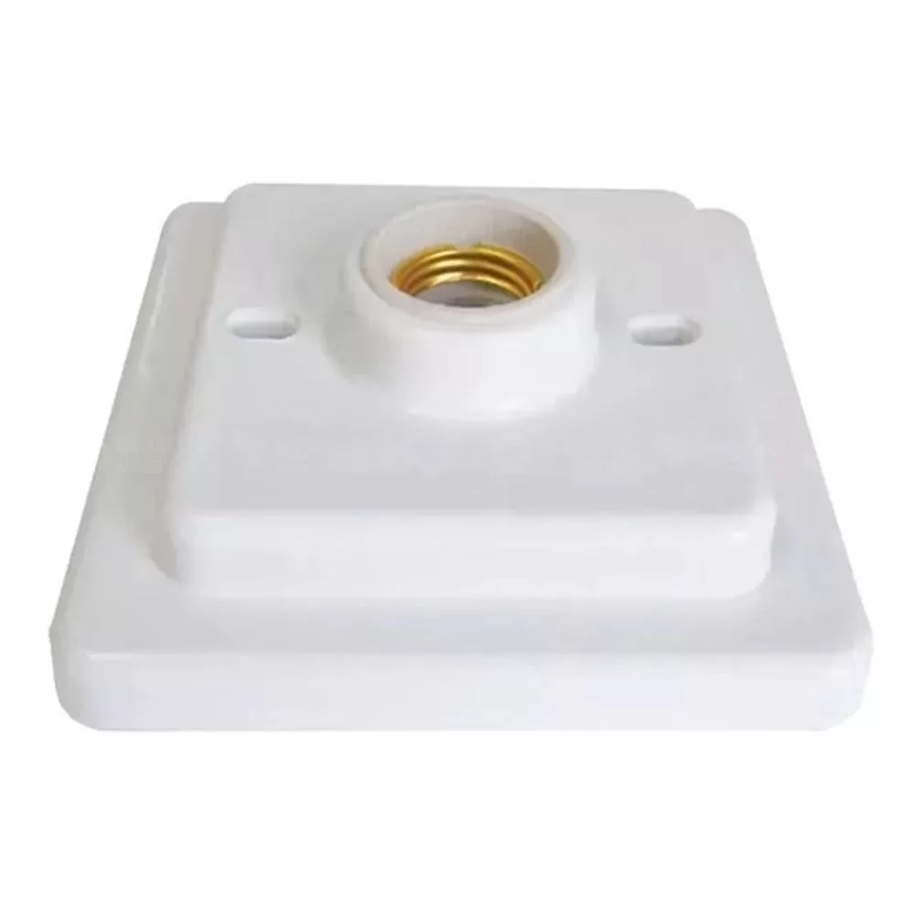 Plafon Branco Quadrado Com Soquete E27 Interneed - Imagem 2