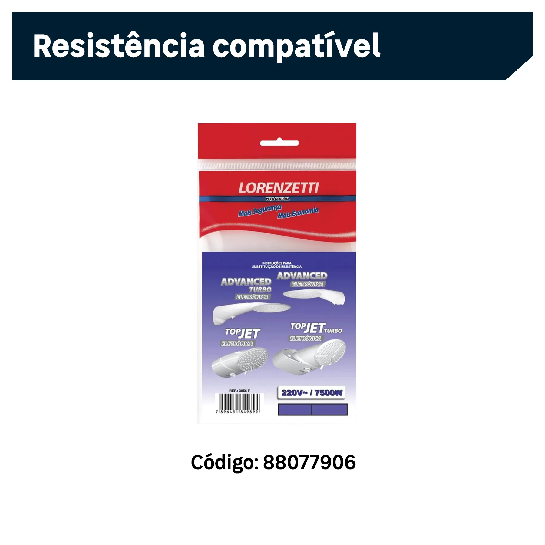 Ducha Top Jet Turbo Multitemperaturas 220 7500V Lorenzetti - Imagem 7