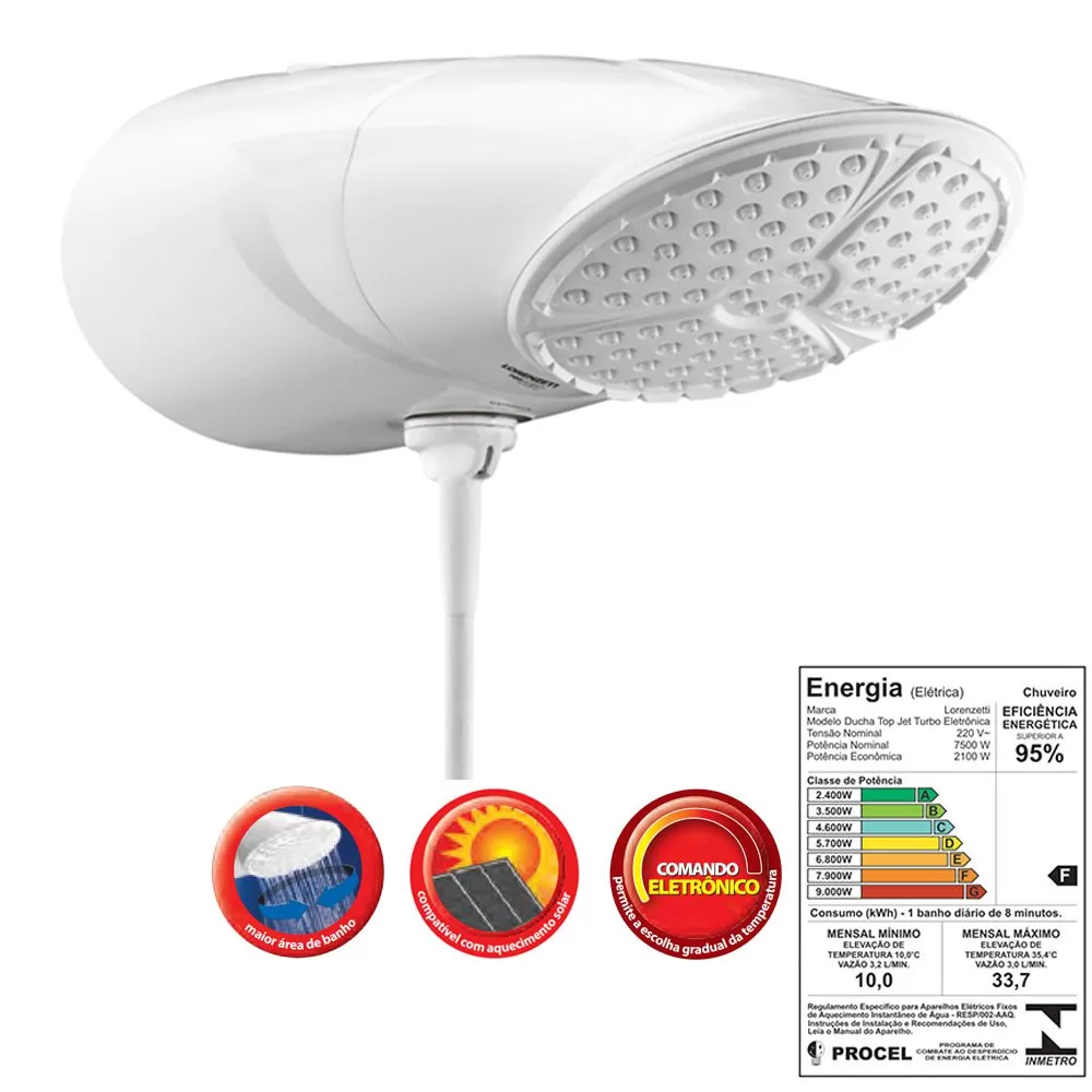 Ducha Top Jet Eletronica 220V 7500W Lorenzetti