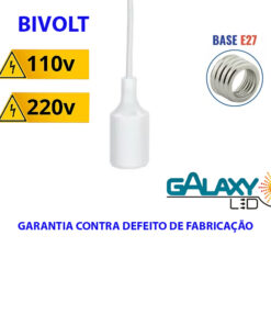 Alternative view of Pendente De Silicone Branco Base E27 1 Metro Galaxy
