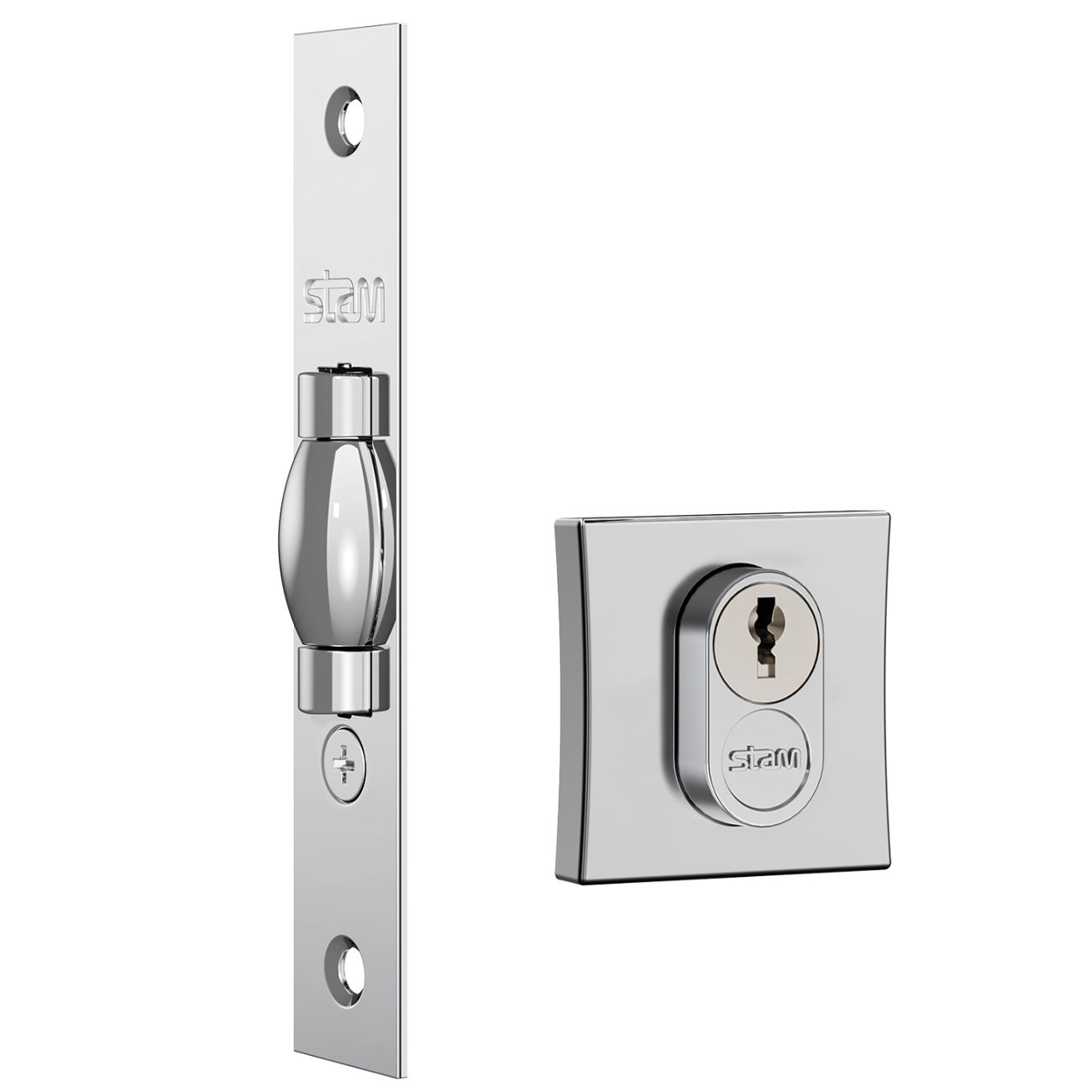 Fechadura Stam 1005 Pivotante - Ros. Quadrada Cromada