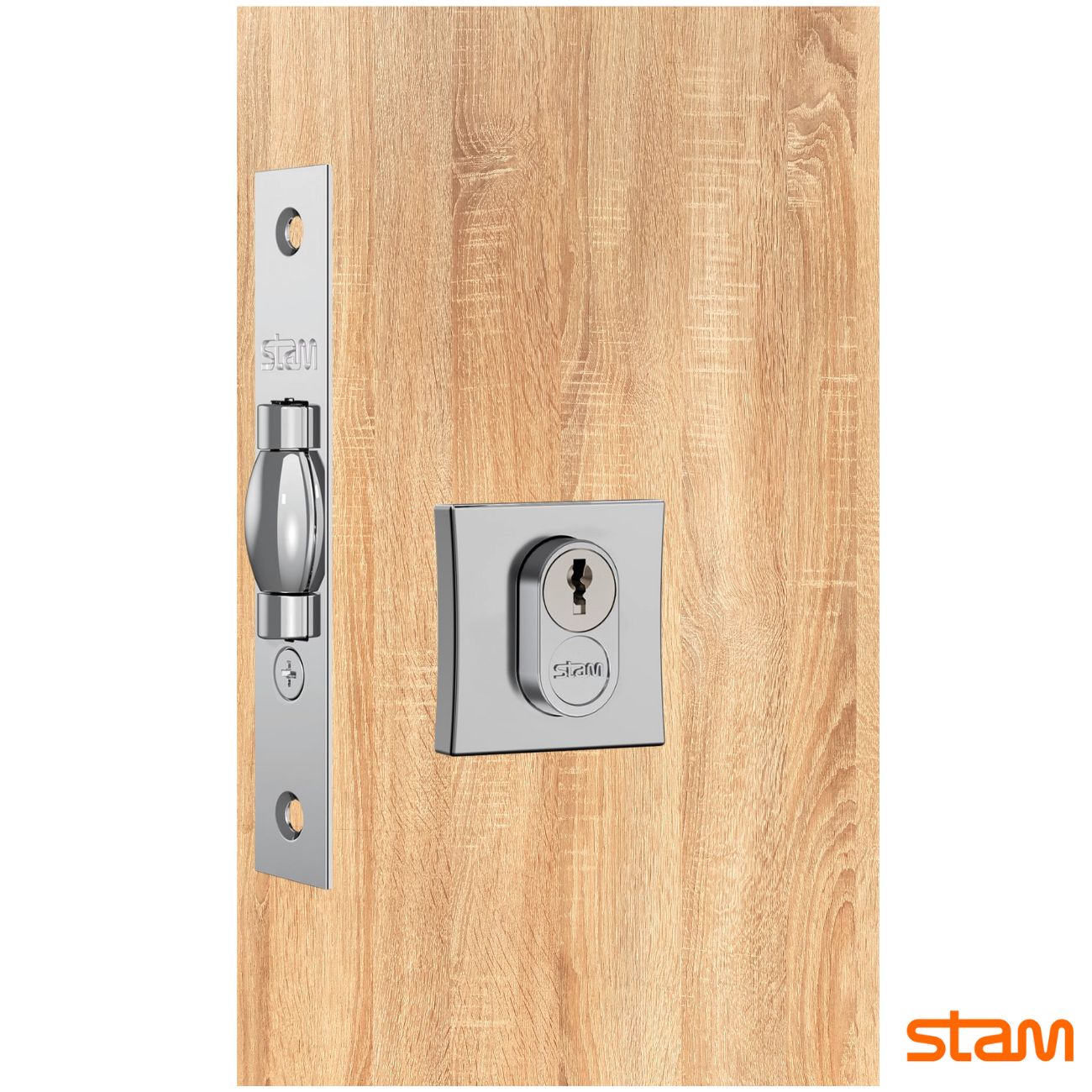 Fechadura Stam 1005 Pivotante - Ros. Quadrada Cromada