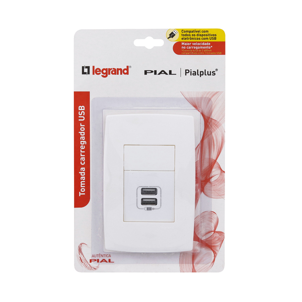 Tomada Carregador Bivolt Usb 4x2 Com Placa Legrand
